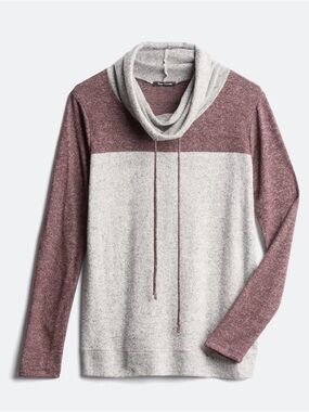 Pink Clover Two-Tone Cowl Neck Sweater in Mauve and Heather Gray